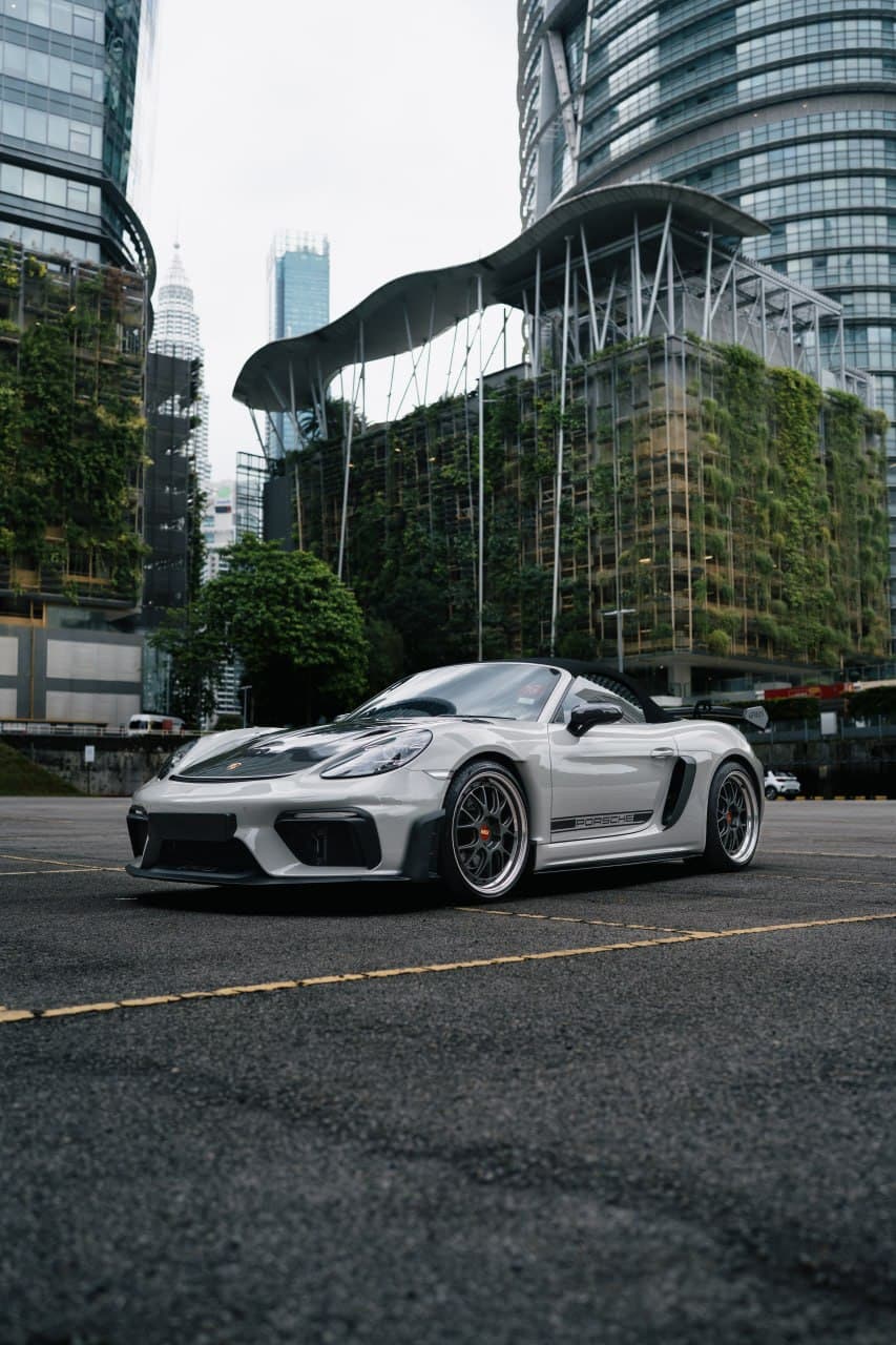 Rent a 2022 Porsche 718 Spyder in Kuala Lumpur — Open-top, naturally aspirated flat-six purity.